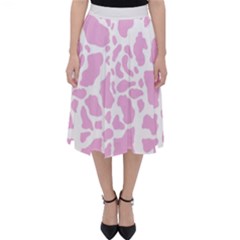 White Pink Cow Print Folding Skater Skirt by LoolyElzayat