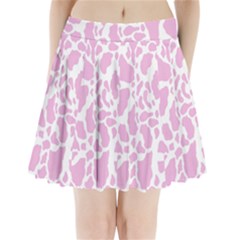 White Pink Cow Print Pleated Mini Skirt by LoolyElzayat