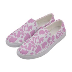 White Pink Cow Print Women s Canvas Slip Ons by LoolyElzayat