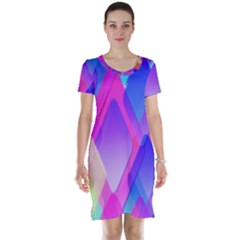 Squares Color Squares Background Short Sleeve Nightdress by Sapixe