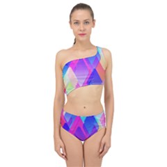 Squares Color Squares Background Spliced Up Two Piece Swimsuit