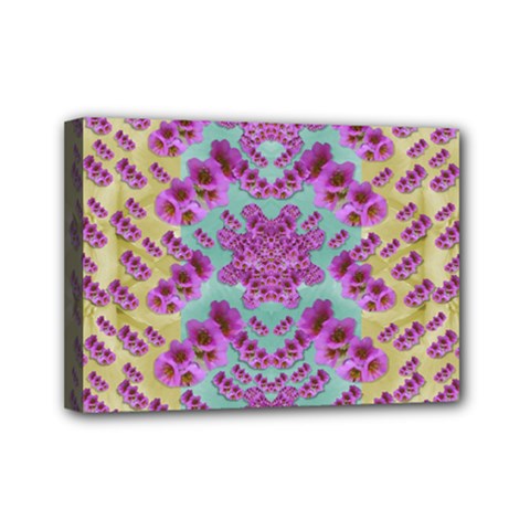 Climbing And Loving Beautiful Flowers Of Fantasy Floral Mini Canvas 7  X 5  by pepitasart