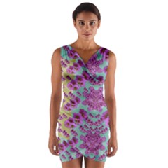 Climbing And Loving Beautiful Flowers Of Fantasy Floral Wrap Front Bodycon Dress by pepitasart