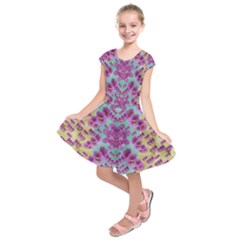 Climbing And Loving Beautiful Flowers Of Fantasy Floral Kids  Short Sleeve Dress by pepitasart