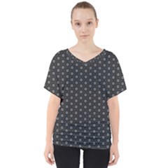 Geometric Pattern Dark V-neck Dolman Drape Top by jumpercat