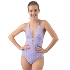 Light Tech Fruit Pattern Halter Cut-out One Piece Swimsuit by jumpercat