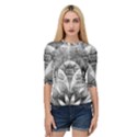 Black and White Fanned Feathers in Halftone Dots Quarter Sleeve Raglan Tee View1