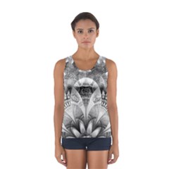 Black And White Fanned Feathers In Halftone Dots Sport Tank Top  by jayaprime