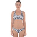 Black and White Fanned Feathers in Halftone Dots Cross Back Hipster Bikini Set View1