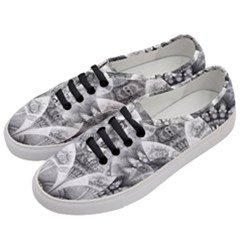 Black And White Fanned Feathers In Halftone Dots Women s Classic Low Top Sneakers by jayaprime