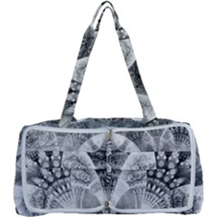 Black And White Fanned Feathers In Halftone Dots Multi Function Bag	 by jayaprime