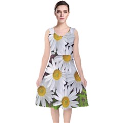 Flowers Flower Background Design V-neck Midi Sleeveless Dress  by Sapixe