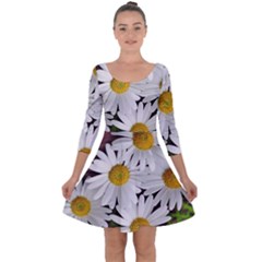 Flowers Flower Background Design Quarter Sleeve Skater Dress by Sapixe