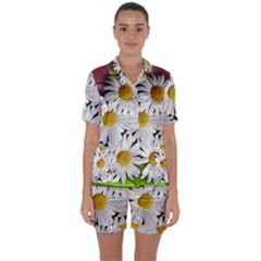 Flowers Flower Background Design Satin Short Sleeve Pyjamas Set by Sapixe