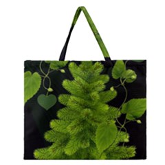 Decoration Green Black Background Zipper Large Tote Bag