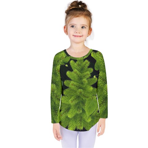 Decoration Green Black Background Kids  Long Sleeve Tee by Sapixe