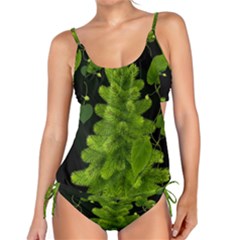 Decoration Green Black Background Tankini Set by Sapixe