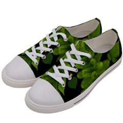 Decoration Green Black Background Women s Low Top Canvas Sneakers by Sapixe