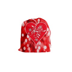 Love Romantic Greeting Celebration Drawstring Pouches (small)  by Sapixe