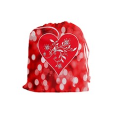 Love Romantic Greeting Celebration Drawstring Pouches (large)  by Sapixe