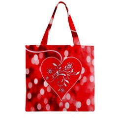 Love Romantic Greeting Celebration Zipper Grocery Tote Bag by Sapixe