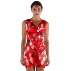 Love Romantic Greeting Celebration Wrap Front Bodycon Dress by Sapixe