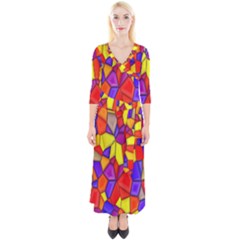 Mosaic Tiles Pattern Texture Quarter Sleeve Wrap Maxi Dress by Sapixe