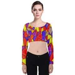 Mosaic Tiles Pattern Texture Velvet Crop Top by Sapixe