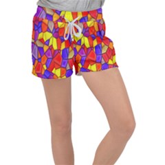 Mosaic Tiles Pattern Texture Women s Velour Lounge Shorts by Sapixe