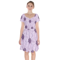 Background Desktop Flowers Lilac Short Sleeve Bardot Dress by Sapixe