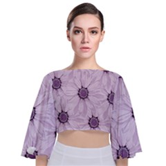 Background Desktop Flowers Lilac Tie Back Butterfly Sleeve Chiffon Top by Sapixe