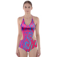 Background Desktop Mosaic Raspberry Cut-out One Piece Swimsuit by Sapixe