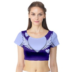 Background Texture Heart Wings Short Sleeve Crop Top