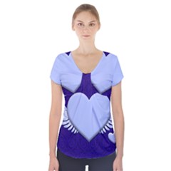 Background Texture Heart Wings Short Sleeve Front Detail Top by Sapixe