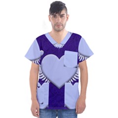 Background Texture Heart Wings Men s V-neck Scrub Top