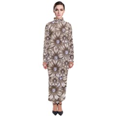 Background Flowers Turtleneck Maxi Dress