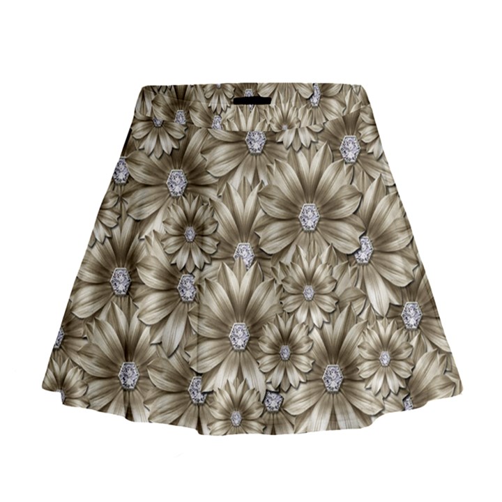 Background Flowers Mini Flare Skirt