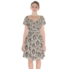 Background Flowers Short Sleeve Bardot Dress by Sapixe