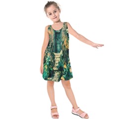 Porch Door Stairs House Kids  Sleeveless Dress by Sapixe