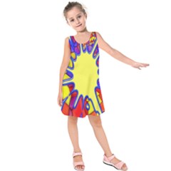 Embroidery Dab Color Spray Kids  Sleeveless Dress by Sapixe