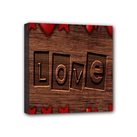 Background Romantic Love Wood Mini Canvas 4  X 4  by Sapixe