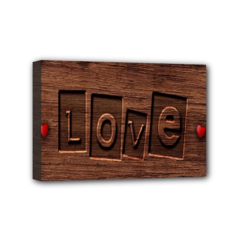 Background Romantic Love Wood Mini Canvas 6  X 4  by Sapixe