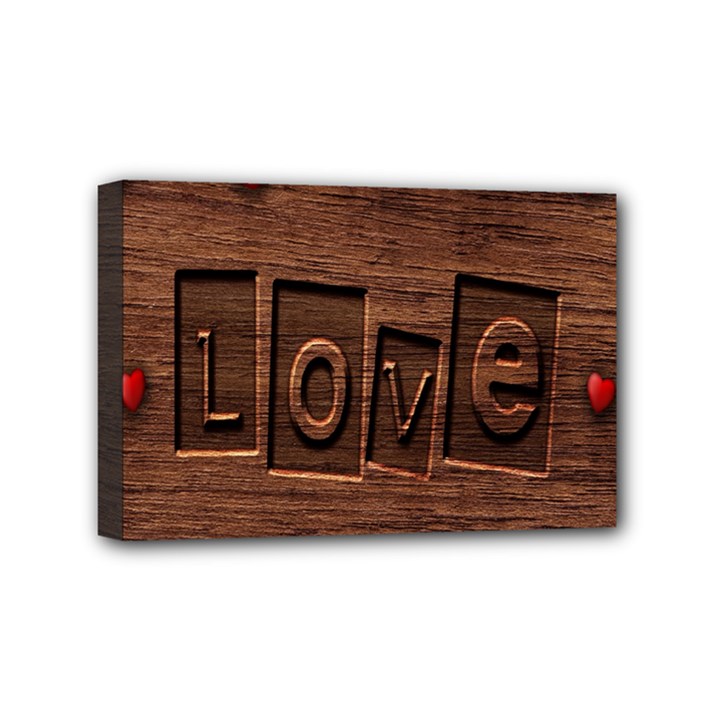 Background Romantic Love Wood Mini Canvas 6  x 4 