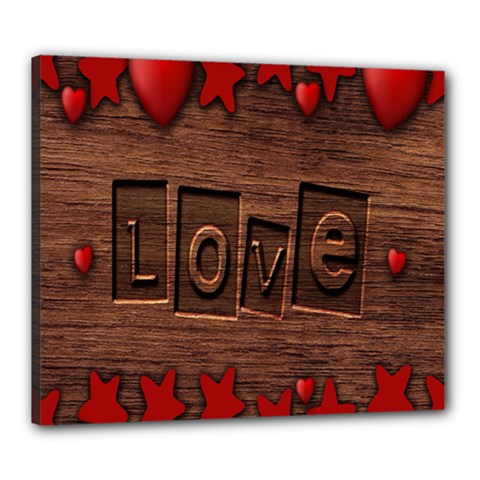 Background Romantic Love Wood Canvas 24  X 20  by Sapixe