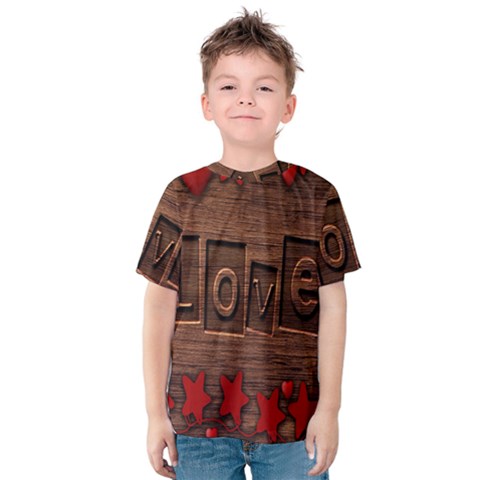 Background Romantic Love Wood Kids  Cotton Tee by Sapixe