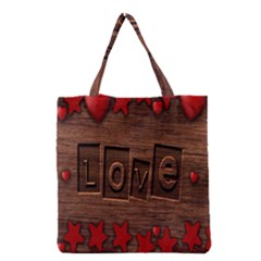 Background Romantic Love Wood Grocery Tote Bag by Sapixe