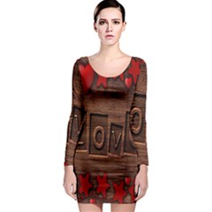 Background Romantic Love Wood Long Sleeve Bodycon Dress by Sapixe