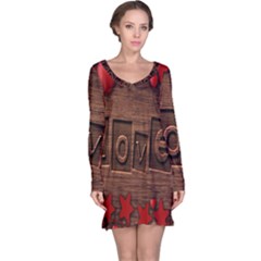 Background Romantic Love Wood Long Sleeve Nightdress by Sapixe