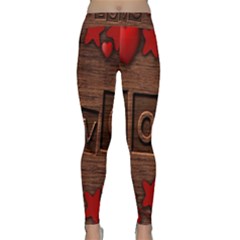 Background Romantic Love Wood Classic Yoga Leggings by Sapixe