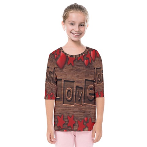 Background Romantic Love Wood Kids  Quarter Sleeve Raglan Tee by Sapixe